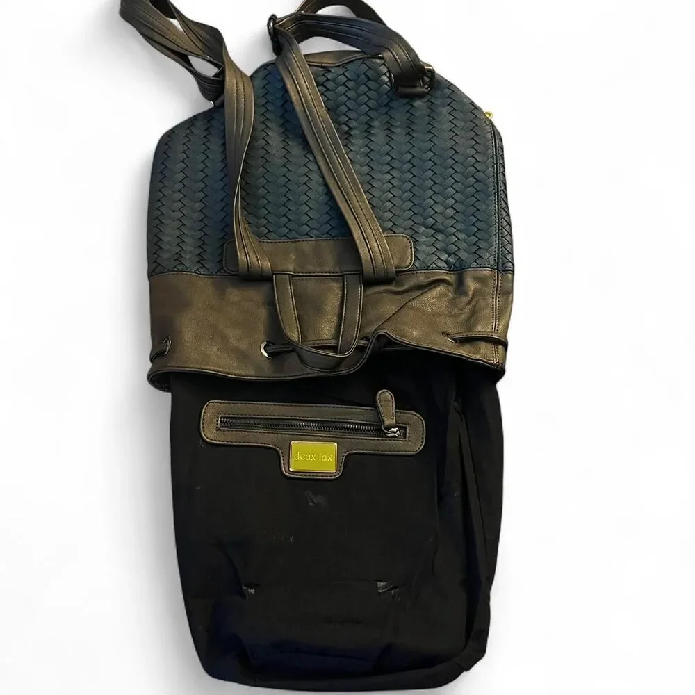 2005 Deux Lux  Black and blue faux leather backpack